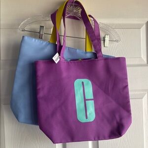 💜🩵2 NEW Clinique Purple &Blue Canvas Totes